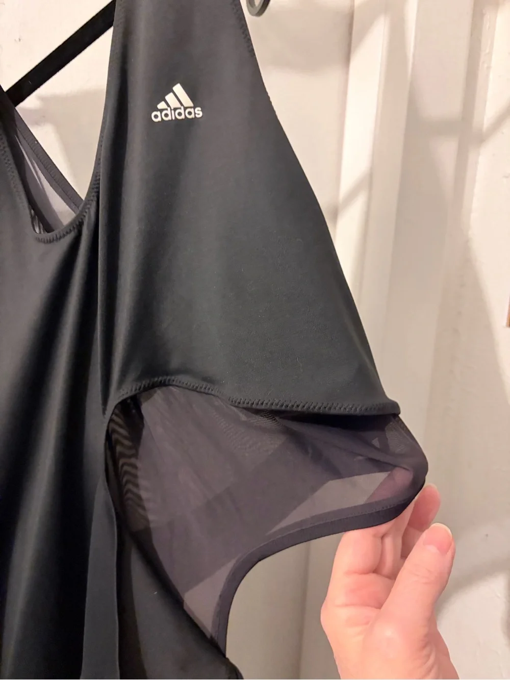 Adidas x Rui Zhou- size XL- black stretch & mesh high/low dress w/cutouts. NWT - Picture 3 of 9